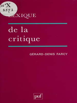 cover image of Lexique de la critique